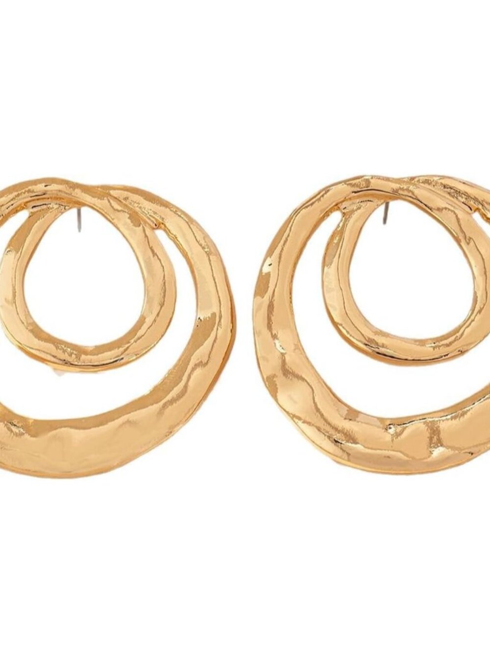 Chunky Gold Large Statement Earrings for Women Vintage Simple Big Circle Drop Ha - Picture 8 of 8